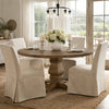 Som 60 Inch Round Dining Table, Cross Pedestal Base, Rustic Smoke Brown By Casagear Home