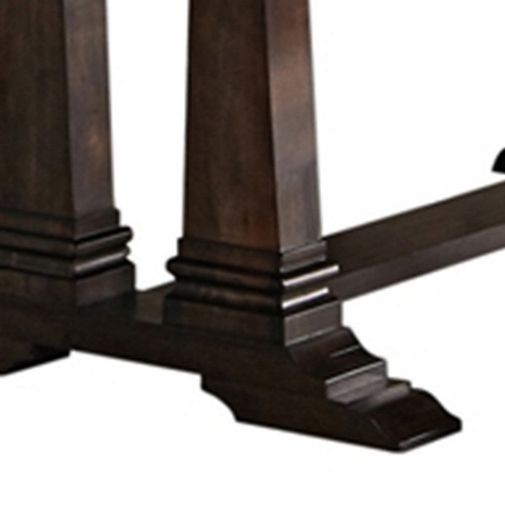 Akki 80-100 Inch Dining Table Extension Leaf Trestle Vintage Dark Brown By Casagear Home BM302409