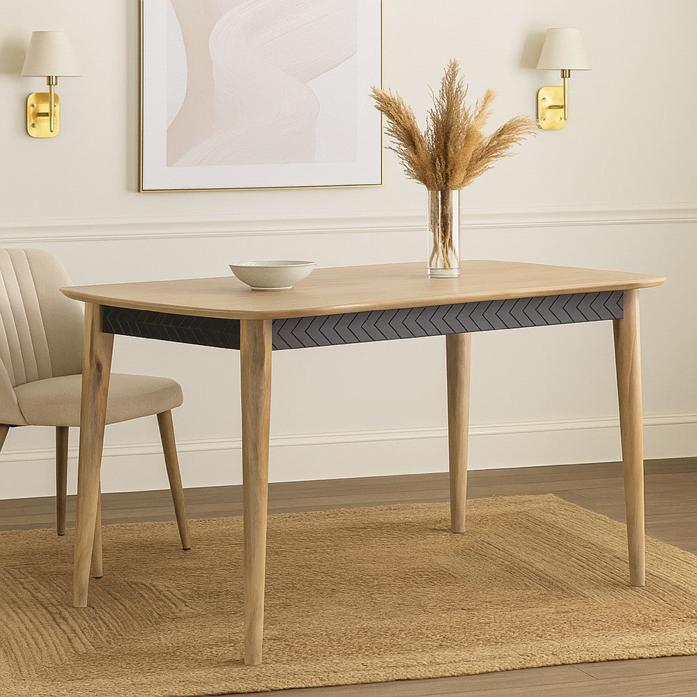 Hom 60 Inch Counter Height Dining Table, Chevron Style Apron, Brown Wood By Casagear Home