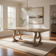 Sev 84-104 Inch Dining Table, Removable Extension Leaf, Trestle Base, Brown By Casagear Home