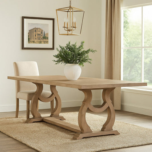 Sev 84-104 Inch Dining Table, Removable Extension Leaf, Trestle Base, Brown By Casagear Home