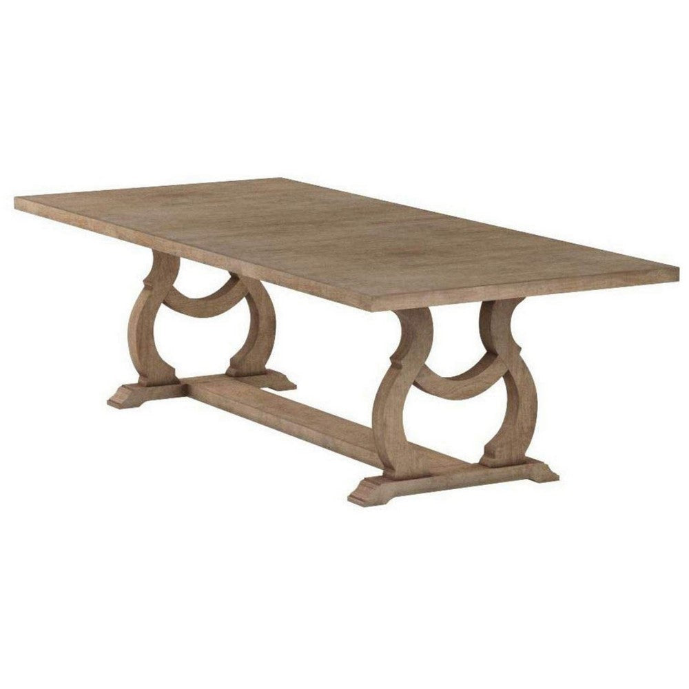 Sev 84-104 Inch Dining Table, Removable Extension Leaf, Trestle Base, Brown By Casagear Home