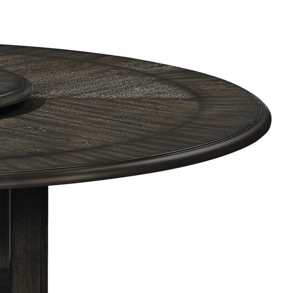 Tipa 60 Inch Round Table Removable Lazy Susan Drawer Cocoa Brown Wood By Casagear Home BM302414