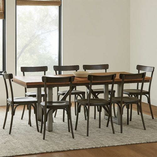 60-77 Inch Extendable Dining Table, Natural Brown Wood, Smooth Gray Metal By Casagear Home