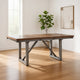 60-77 Inch Extendable Dining Table, Natural Brown Wood, Smooth Gray Metal By Casagear Home