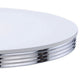 Loy 42 Inch Round Dining Table, Glossy White Wood Top, Ribbed Chrome Apron By Casagear Home