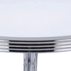 Loy 42 Inch Round Dining Table, Glossy White Wood Top, Ribbed Chrome Apron By Casagear Home