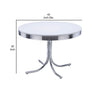 Loy 42 Inch Round Dining Table, Glossy White Wood Top, Ribbed Chrome Apron By Casagear Home