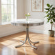 Loy 42 Inch Round Dining Table, Glossy White Wood Top, Ribbed Chrome Apron By Casagear Home