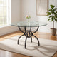 48 Inch Round Dining Table, Clear Glass Top, Interlocked Ring Motif Legs By Casagear Home