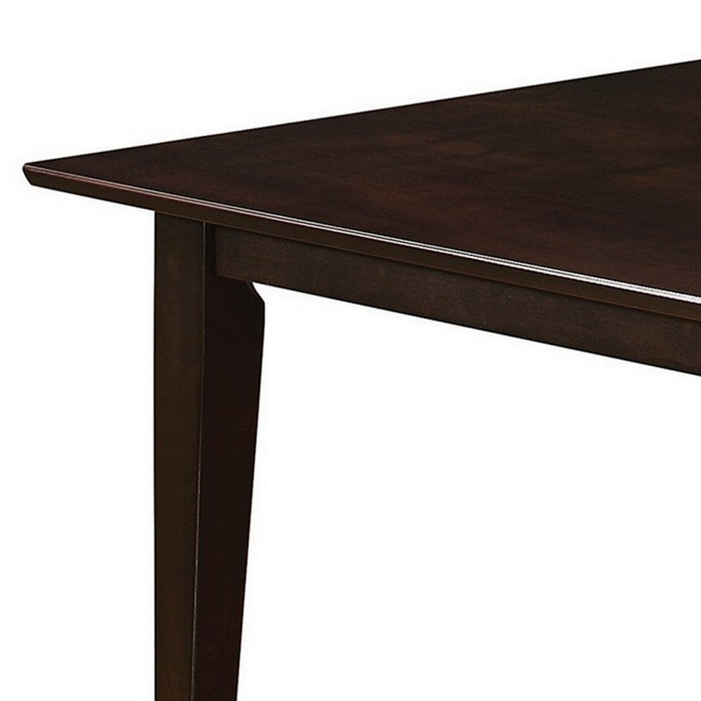 59 Inch Rectangular Dining Table, Tapered Legs, Dark Cappuccino Brown Wood By Casagear Home