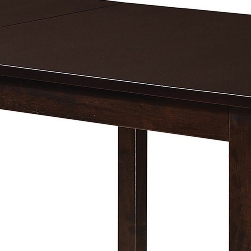 52 Inch Drop Leaf Dining Table Block Legs Dark Cappuccino Brown Wood BM302438
