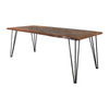 Moka 80 Inch Dining Table, Live Edge Brown Gray Sheesham Wood, Hairpin Legs