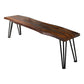 Moka 70 Inch Dining Bench, Live Edge Gray Sheesham Wood, Metal Hairpin Legs By Casagear Home