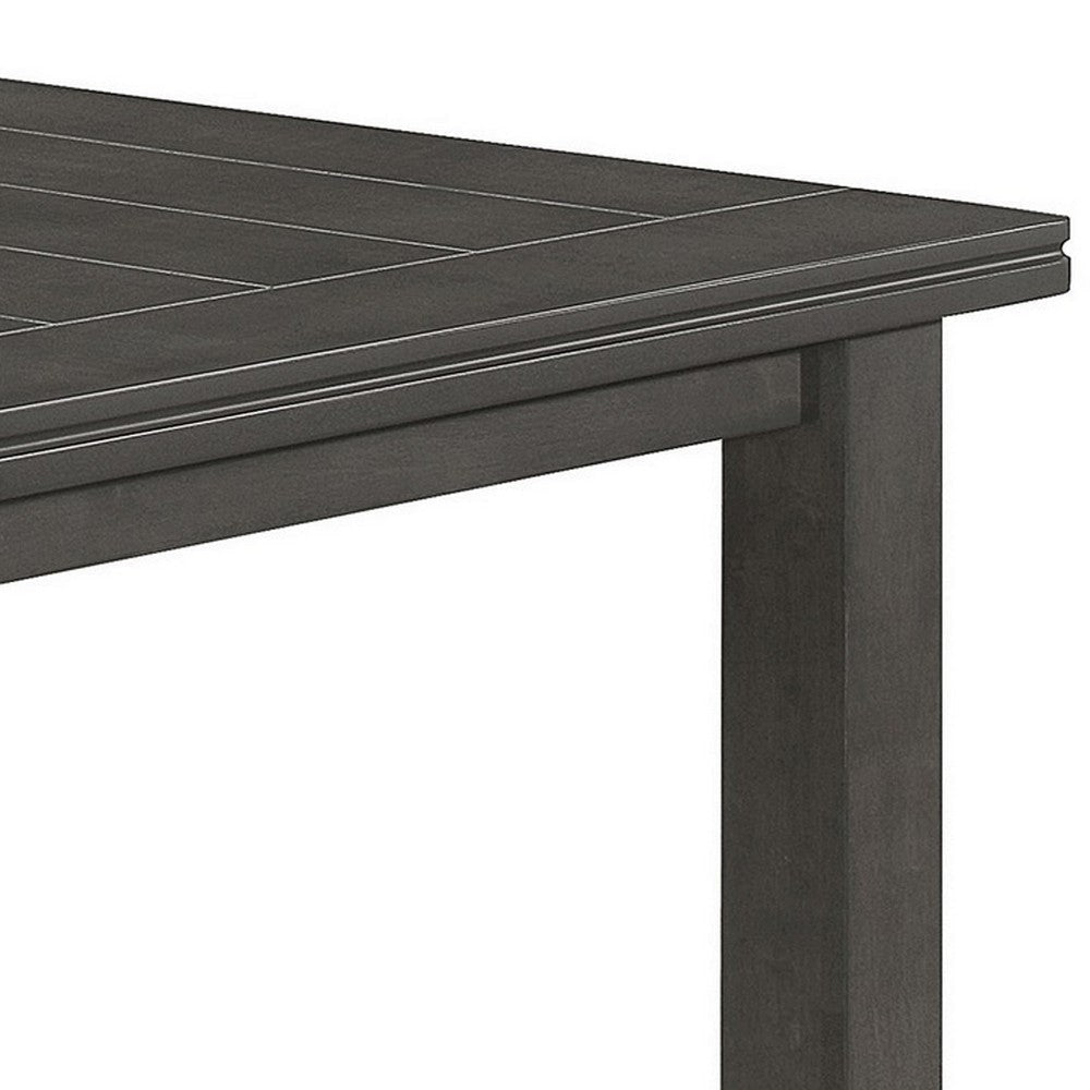 Daye 66 Inch Farmhouse Dining Table Rectangular Plank Top Dark Gray Wood BM302456