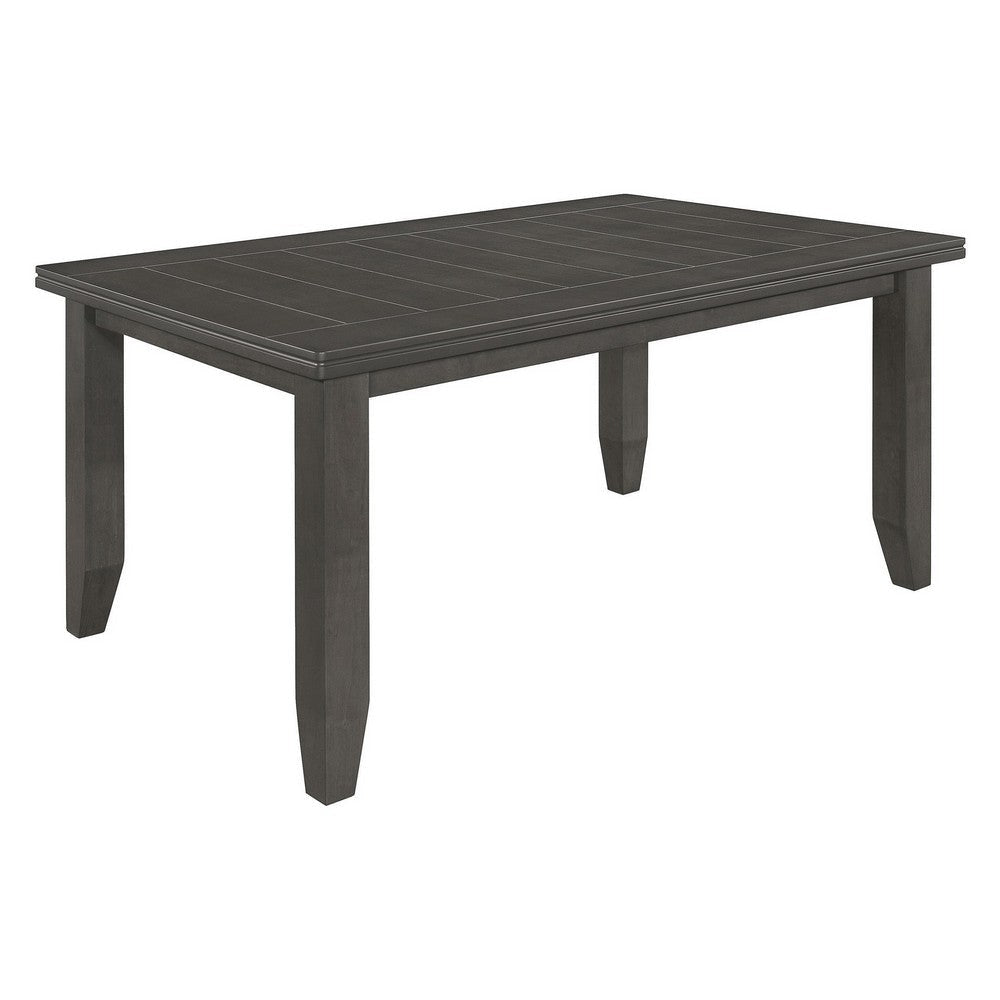 Daye 66 Inch Farmhouse Dining Table, Rectangular Plank Top, Dark Gray Wood