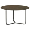 30 Inch Wood Round Accent Coffee Table with Triangular Base Brown Black BM302461