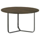 30 Inch Wood Round Accent Coffee Table with Triangular Base Brown Black BM302461