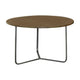 30 Inch Wood Round Accent Coffee Table with Triangular Base, Brown, Black