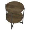 24 Inch Wood Round Accent Side End Table 1 Open Shelf Gray Brown BM302462