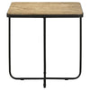 24 Inch Square Accent Side End Table Iron Travertine Marble Top Black BM302463