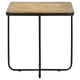 24 Inch Square Accent Side End Table Iron Travertine Marble Top Black BM302463