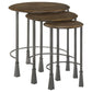 3 Piece Round Nesting End Table Set Sleek Gray Iron Legs Mango Brown Wood By Casagear Home BM302469