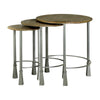 3 Piece Round Nesting End Table Set Sleek Gray Iron Legs Mango Brown Wood By Casagear Home BM302469