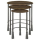 3 Piece Round Nesting End Table Set Sleek Gray Iron Legs Mango Brown Wood By Casagear Home BM302469