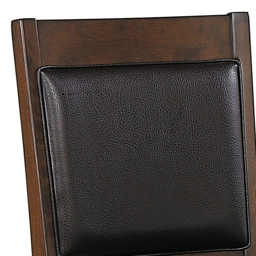 26 Inch Counter Height Chair Set of 2 Padded Back Slender Legs Brown BM302474