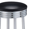 30 Inch Round Bar Stool Set of 2 Ribbed Apron Base Chrome Black BM302495