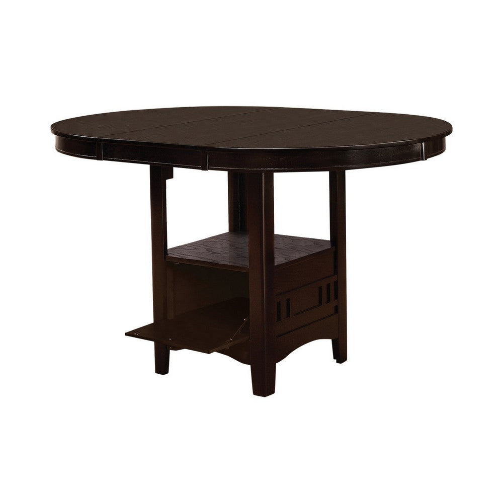 60 Inch Counter Height Table with Storage Open Shelf 6 Seater Brown By Casagear Home BM302498