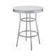 42 Inch Round Bar Table, Ribbed Apron, Glossy White Lacquer, Retro Style By Casagear Home