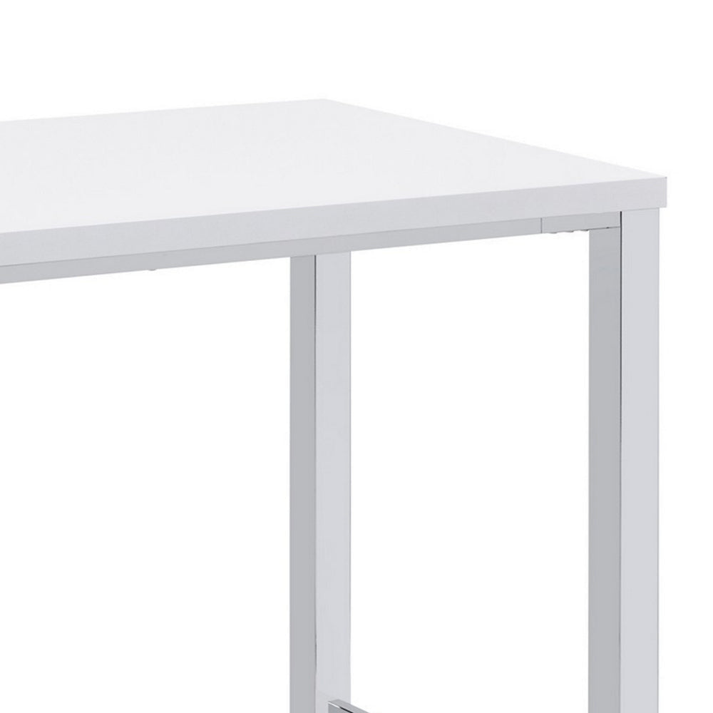 5 Piece Bar Height Table Set 4 Bar Stools Clean Lined Silhouette White BM302504