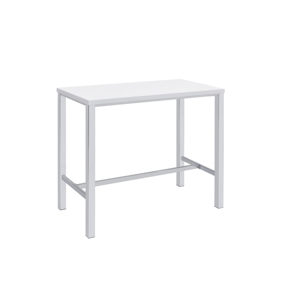 5 Piece Bar Height Table Set, 4 Bar Stools, Clean Lined Silhouette, White