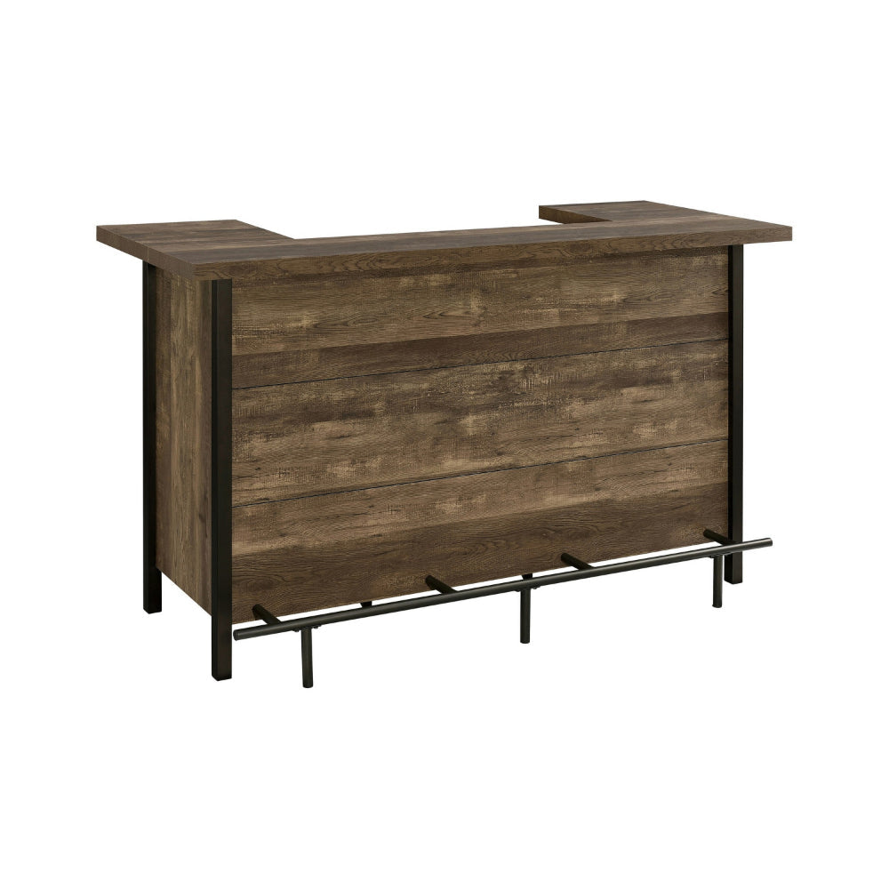 71 Inch Rectangular Home Bar Serving Unit, Storage Shelves, 2 Tiers, Brown By Casagear Home