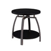 Dyn 23 Inch Round End Table, Open Shelf, Grayish Black Top, Gray Metal Legs