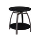 Dyn 23 Inch Round End Table, Open Shelf, Grayish Black Top, Gray Metal Legs