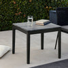 Kyo 24 Inch End Table, Gray Faux Marble Top, Sandy Texturing, Black Legs By Casagear Home