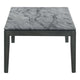 Kyo 47 Inch Coffee Table Gray Faux Marble Top Sandy Texturing Black Legs By Casagear Home BM302514