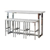 4 Piece Counter Height Slim Dining Table Set 3 Stools Power Outlets Chrome BM302518