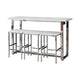 4 Piece Counter Height Slim Dining Table Set 3 Stools Power Outlets Chrome BM302518