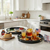 2 Piece Modern Decorative Trays, Round Plastic Frame, Sunflower Motifs  By Casagear Home