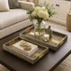 Set of 2 Textured Nesting Trays, MDF Frame, Vegan Faux Leather, Flannel By Casagear Home