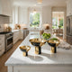Set of 3 Round Bowls, Black and Gold Aluminum Finish, Sturdy Metal Stand By Casagear Home