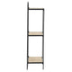 32 Inch Shelving Unit, Black Curved Iron Frame, Three Fir Wood Shelves By Casagear Home