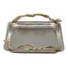 16 Inch Rectangular Decorative Tray Branch Design Handles Silver Gold By Casagear Home BM302615