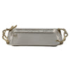 16 Inch Rectangular Decorative Tray Branch Design Handles Silver Gold By Casagear Home BM302615