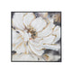 36 x 36 Inch Framed Wall Art, Floral Oil Painting On Canvas, White Gold By Casagear Home