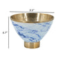 10 Inch Decorative Bowl Brushed Gold Marble Inspired Blue Aluminum By Casagear Home BM302666